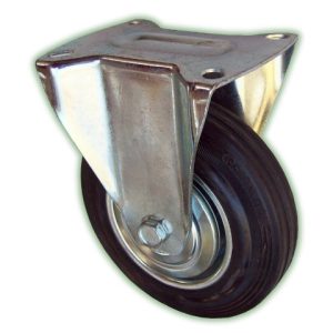 Castor Fixed Industrial Black Rubber 75mm