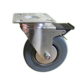 Castor Swivel Industrial W/Brake- Grey Rubber 75mm